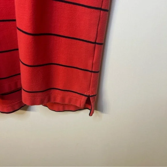 Nautica Red w/ Black Stripes Classic Fit Striped Performance Polo Deck Shirt, XL - Picture 4 of 7